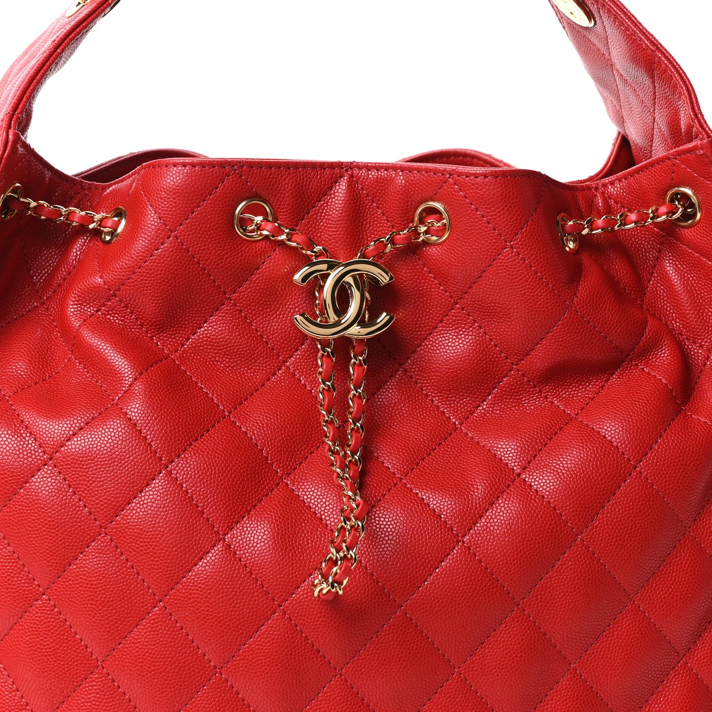 Caviar Quilted Medium Chanel 25 Handbag Red