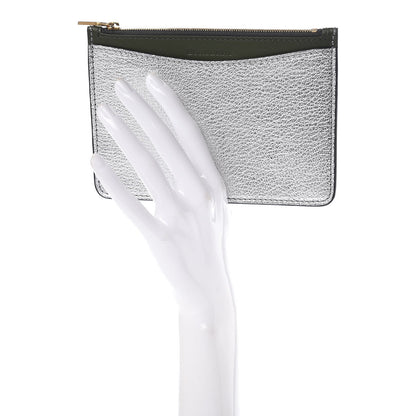 Burberry Metallic Hayes Goatskin D-Ring Zipper Coin Pouch Silver 2 of 8