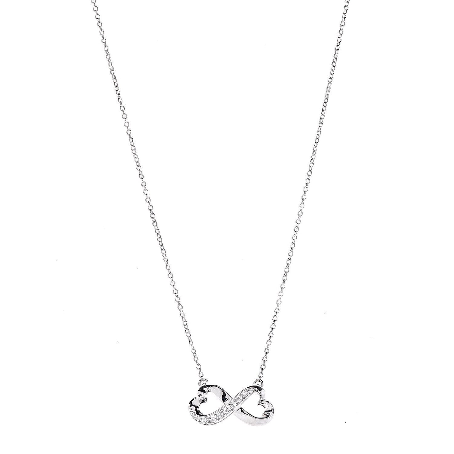 18K White Gold Diamond Paloma Picasso Double Loving Heart Necklace