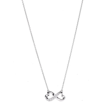 Tiffany 18K White Gold Diamond Paloma Picasso Double Loving Heart Necklace 1 of 6
