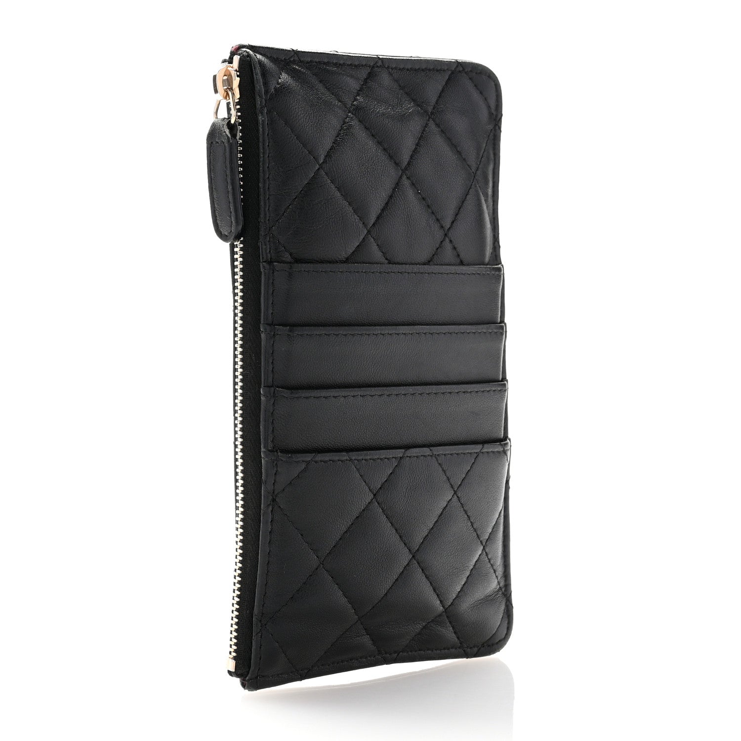 Chanel Lambskin Quilted Classic Flat Wallet Pouch Black 3 of 8