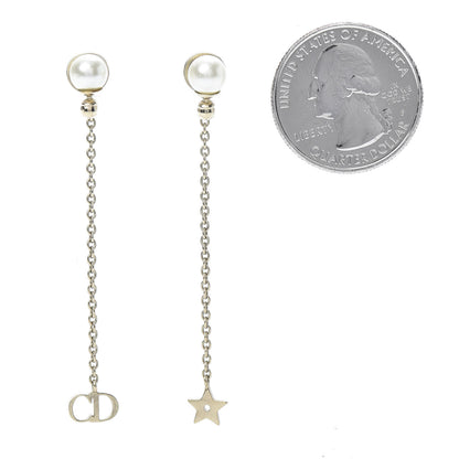 Christian Dior Pearl La Petite Tribale Dangle Chain Earrings Gold 2 of 4