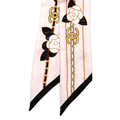 Chanel Silk CC Charms Slim Bandeau Scarf Pink 2 of 3
