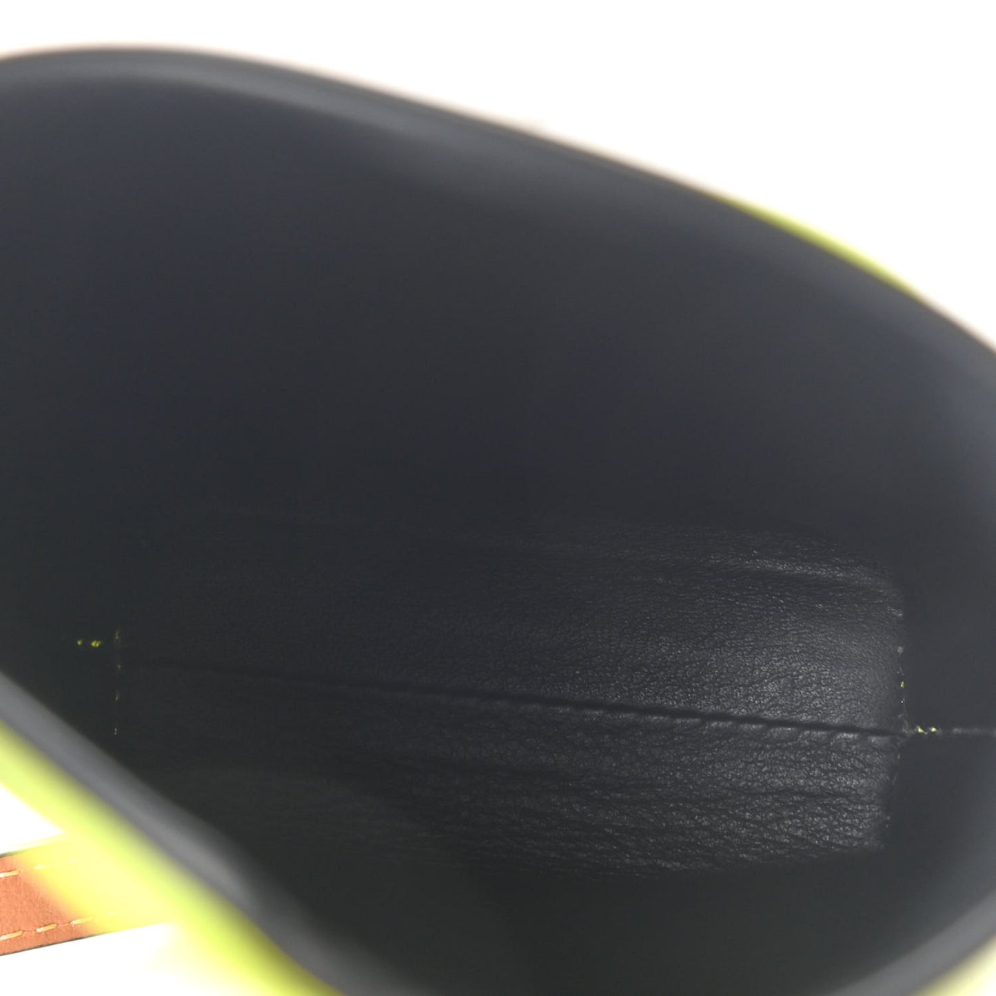 Smooth Calfskin Smiley Face Gate Pocket Neon Yellow
