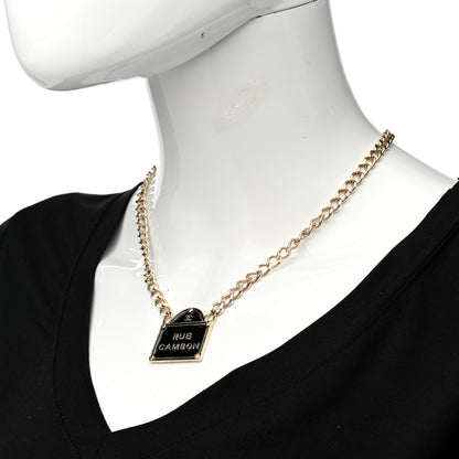 Chanel Enamel Metal Chain Link Rue Cambon Necklace Gold Black 2 of 6