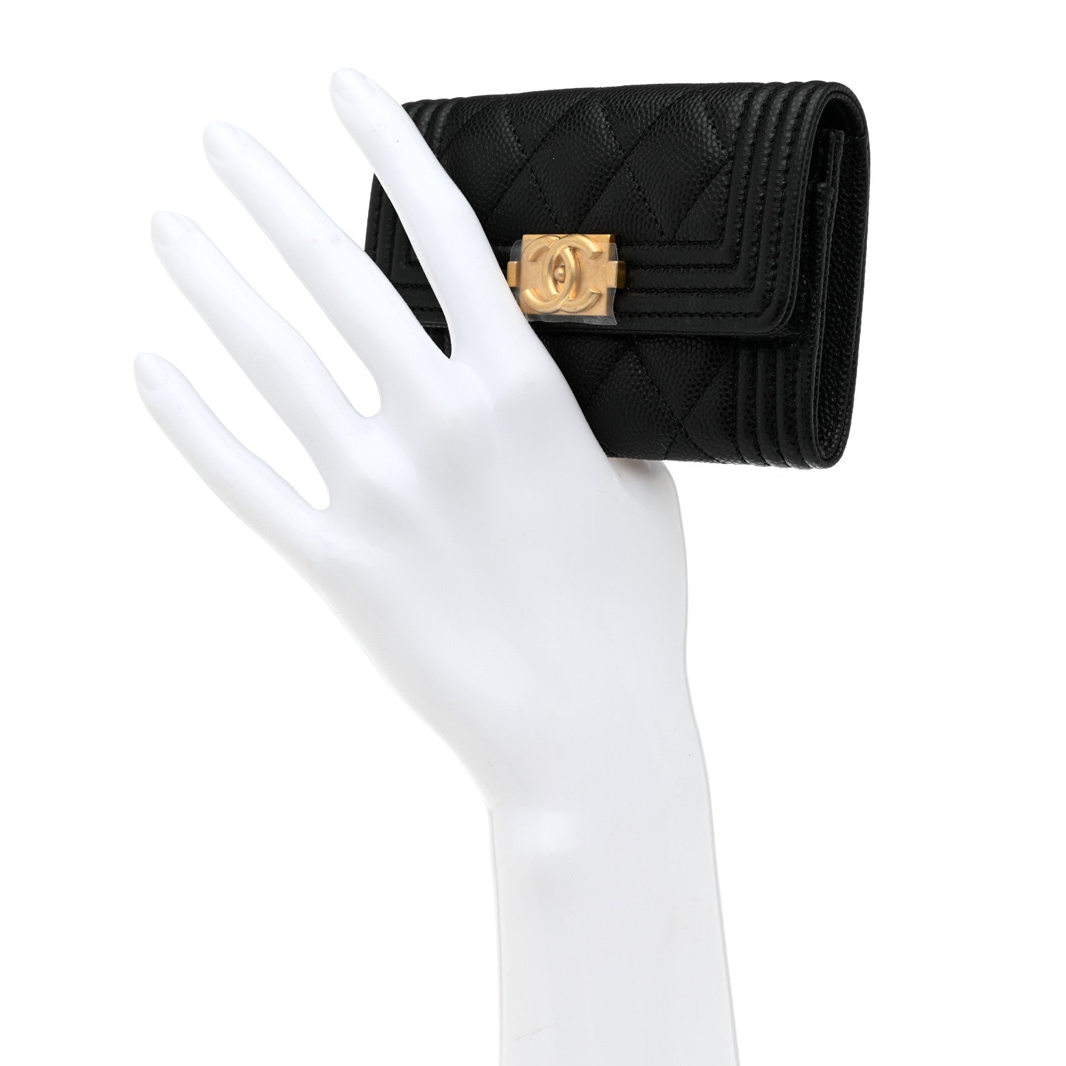 Chanel Caviar Quilted Boy Flap Card Holder Black 2 of 8