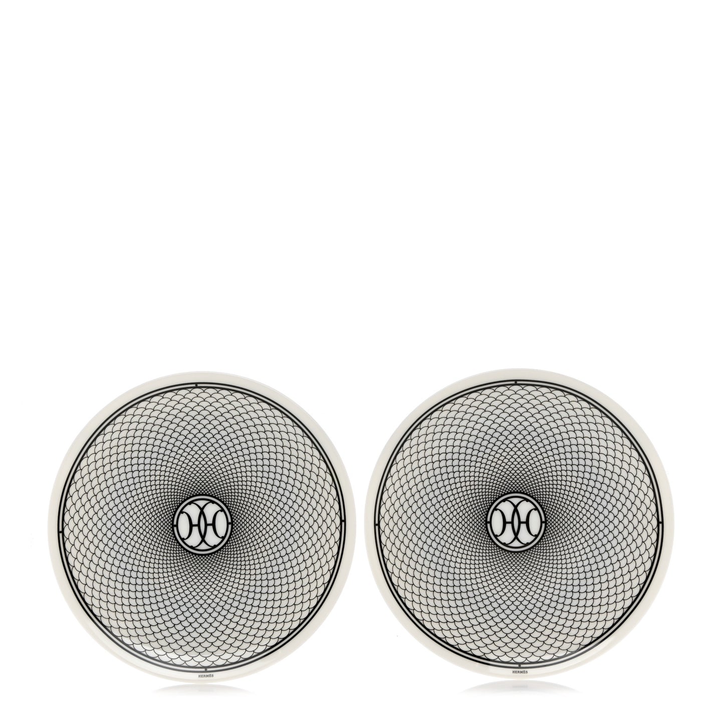 Porcelain H Deco Dinner Plate Set of 2 Black White