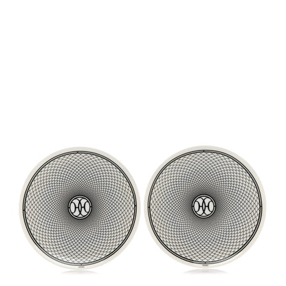 Hermes Porcelain H Deco Dinner Plate Set of 2 Black White 1 of 5