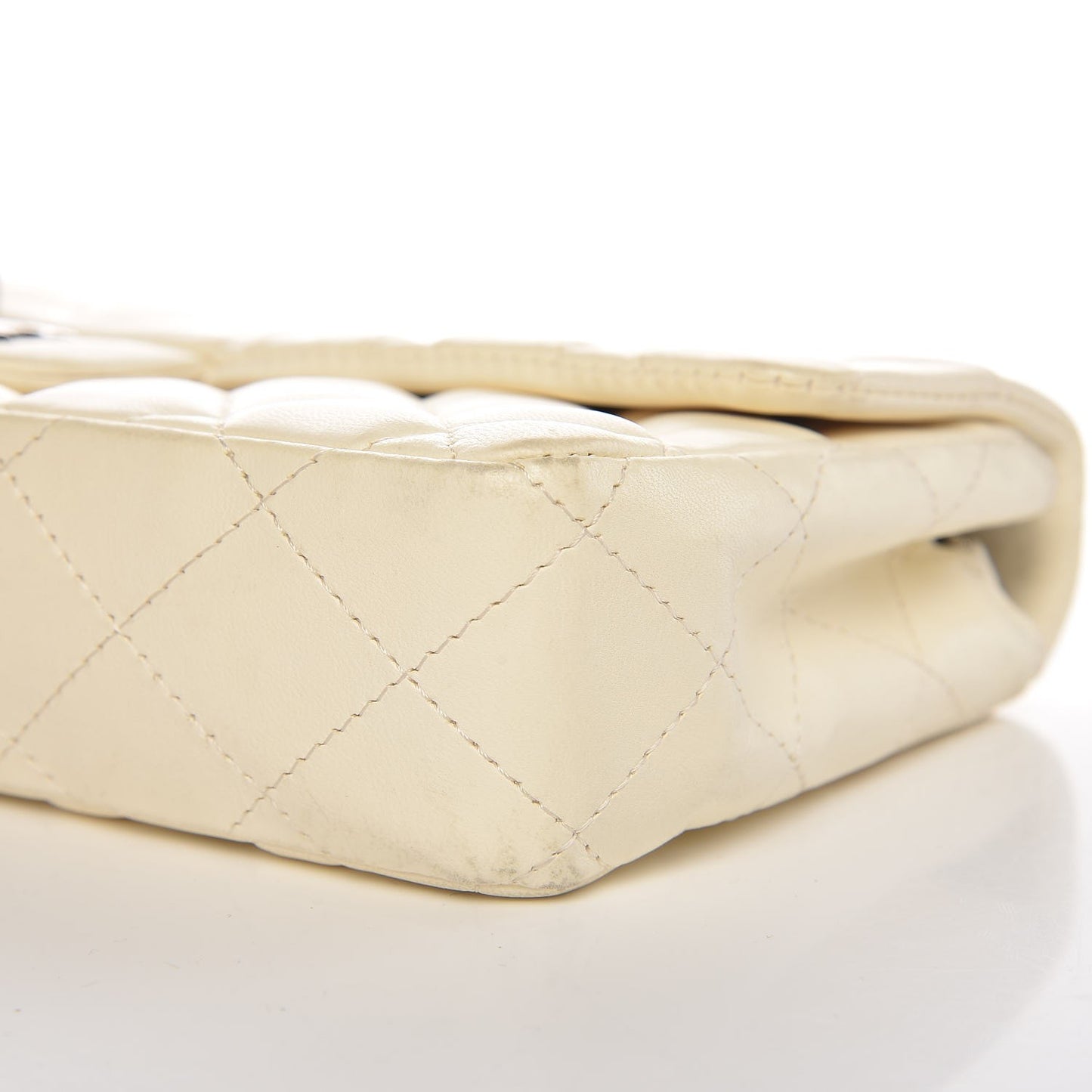Lambskin Quilted East West Flap White