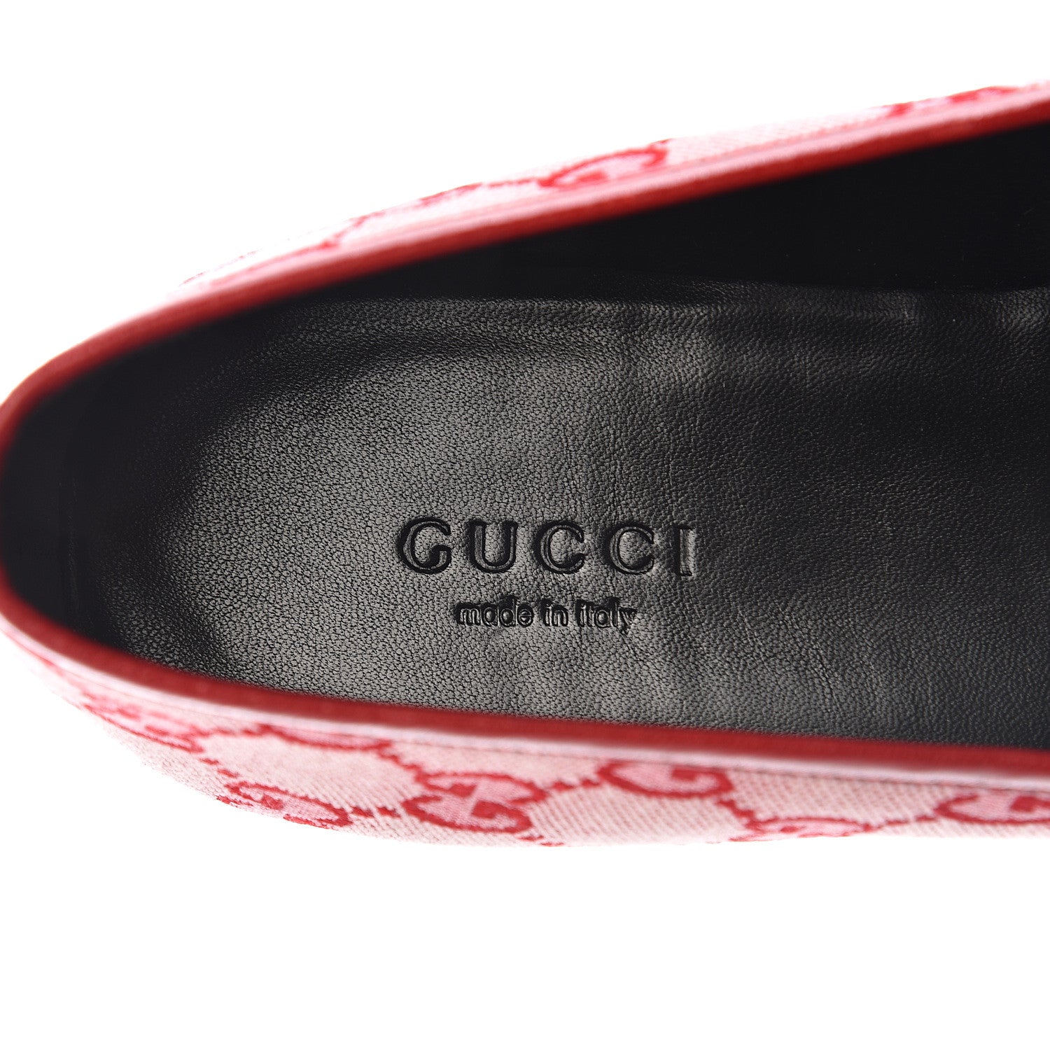 Gucci Canvas GG Monogram Horsebit Womens Jordaan Loafers 38.5 Gardenia Hibiscus Red 7 of 10