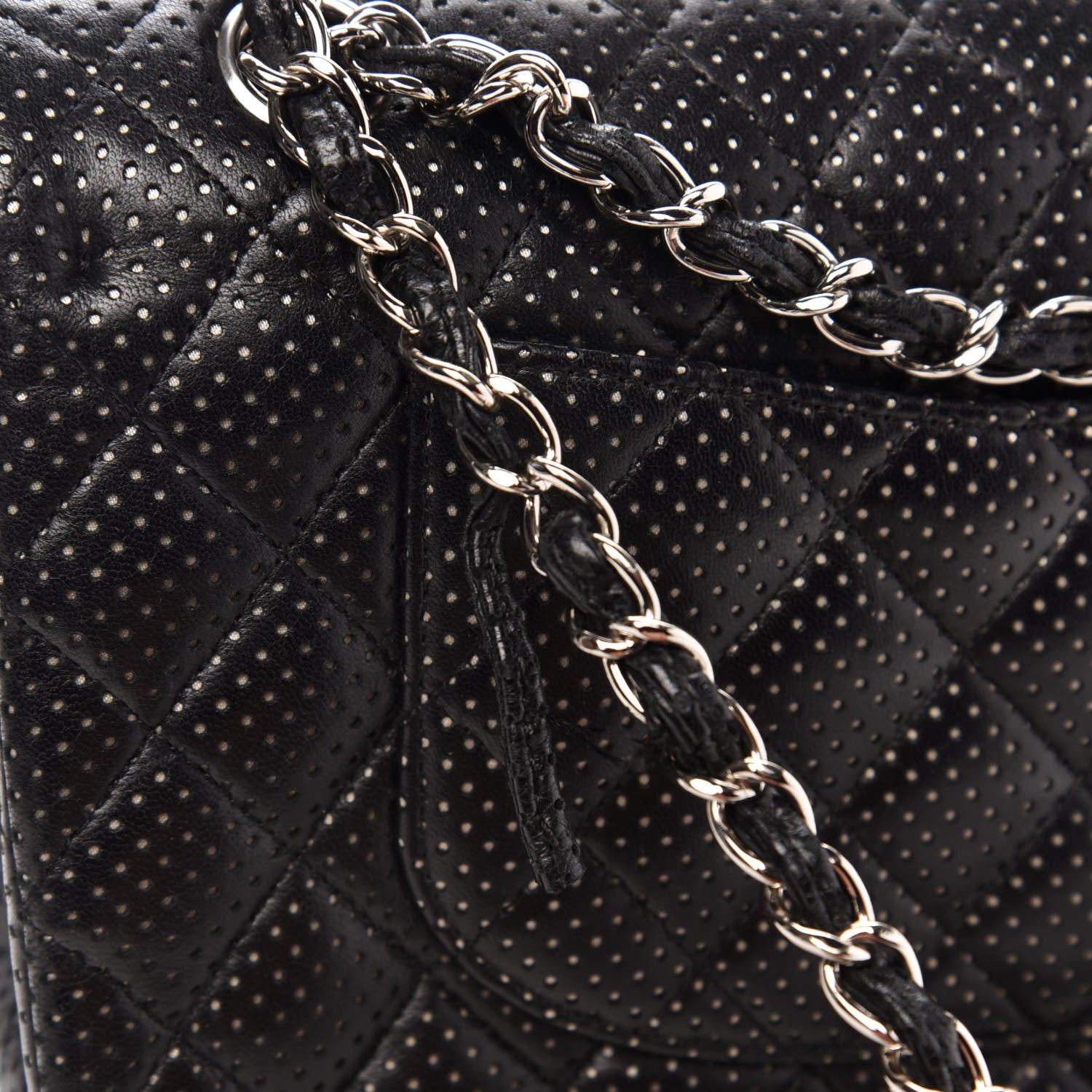Chanel Lambskin Perforated Medium Double Flap Black 16 of 17