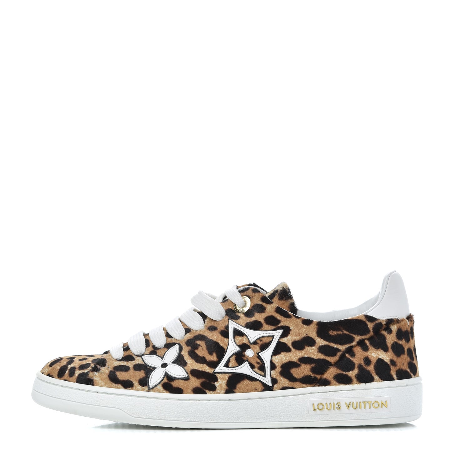 Calfskin Pony Hair Leopard Monogram Frontrow Sneakers 36