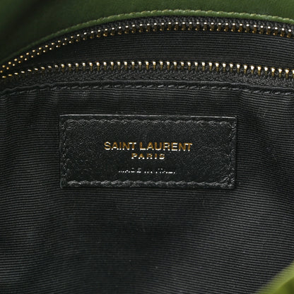 Saint Laurent Velvet Quilted Small Loulou Puffer Monogram Chain Satchel Kaki Musk 6 of 11