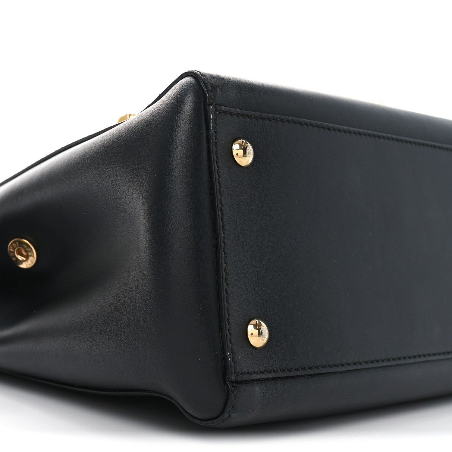 Fendi Vitello Baltico Studded Dotcom Satchel Black 9 of 10