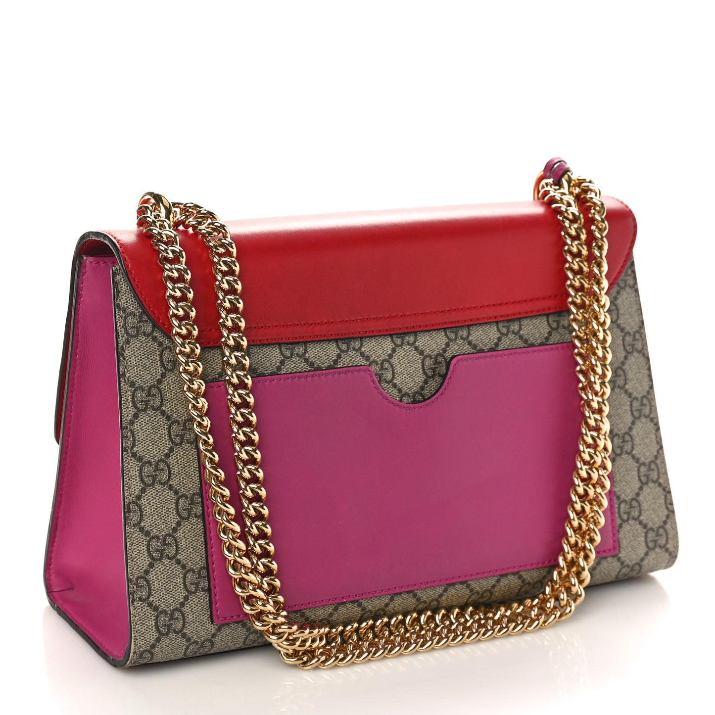 GG Supreme Monogram Calfskin Medium Padlock Shoulder Bag Beige Hibiscus Red New Rosette
