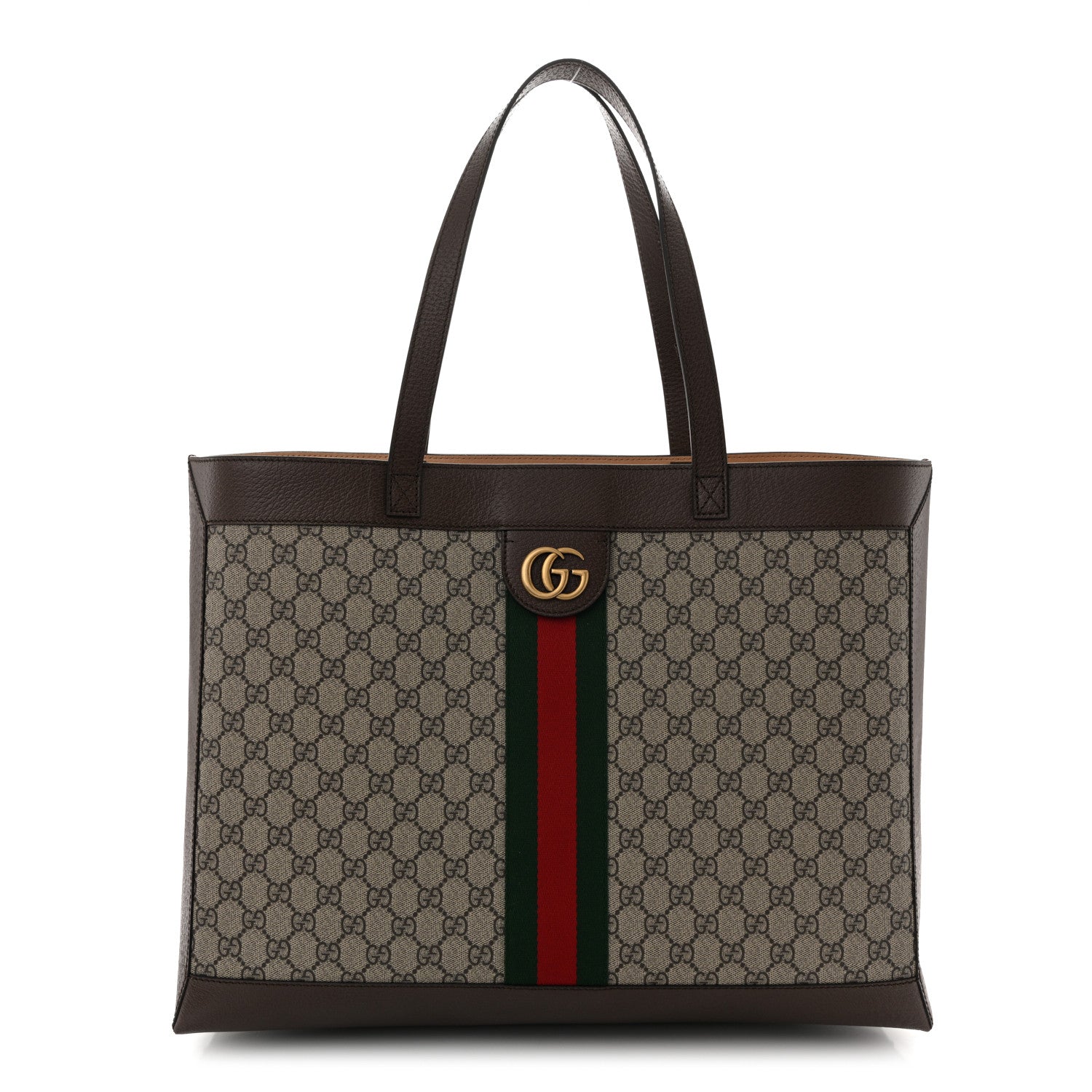 Gucci GG Supreme Monogram Web Ophidia Tote Brown 1 of 11