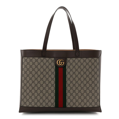 Gucci GG Supreme Monogram Web Ophidia Tote Brown 1 of 11