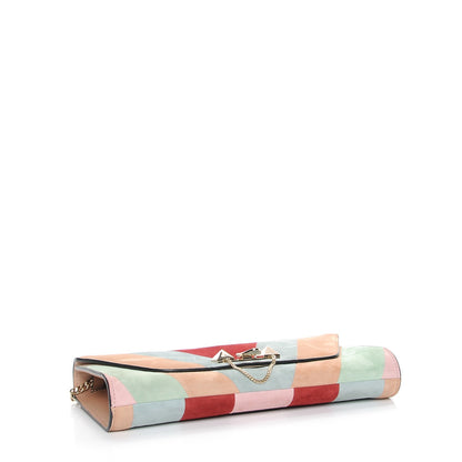 Valentino Garavani Suede Chevron Demilune Chain Clutch Multicolor 4 of 7