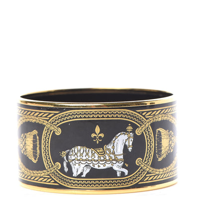 Hermes Enamel Printed Grand Apparat Extra Wide Bracelet 65 Black 1 of 5