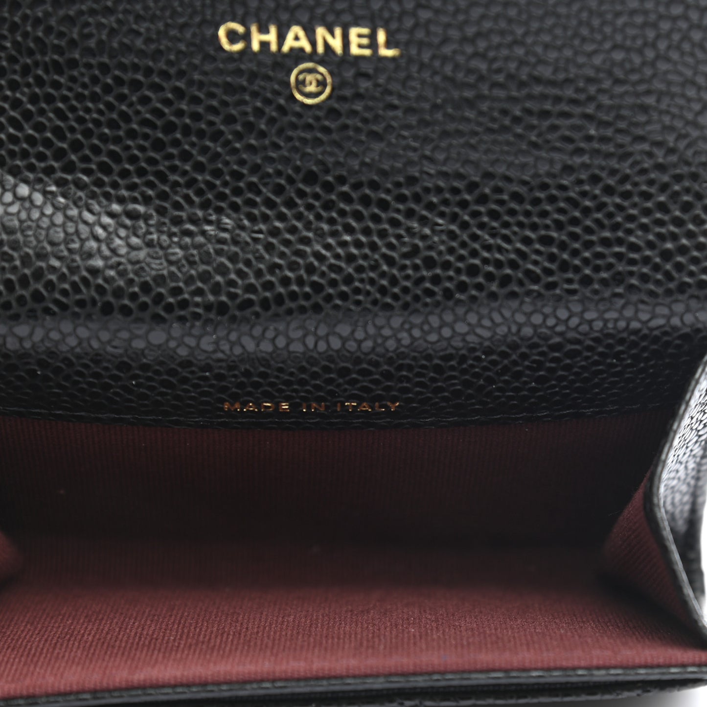 Caviar Quilted Flap Card Holder Wallet Black