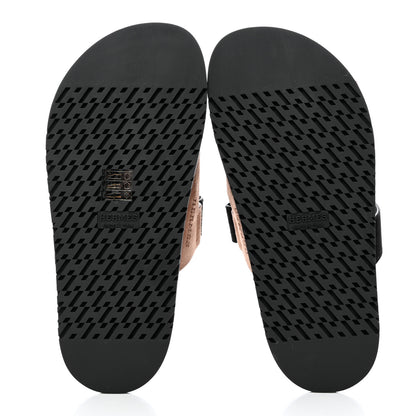 Hermes Suede Goatskin Womens Chypre Sandals 36 Rose Perle Black 5 of 9