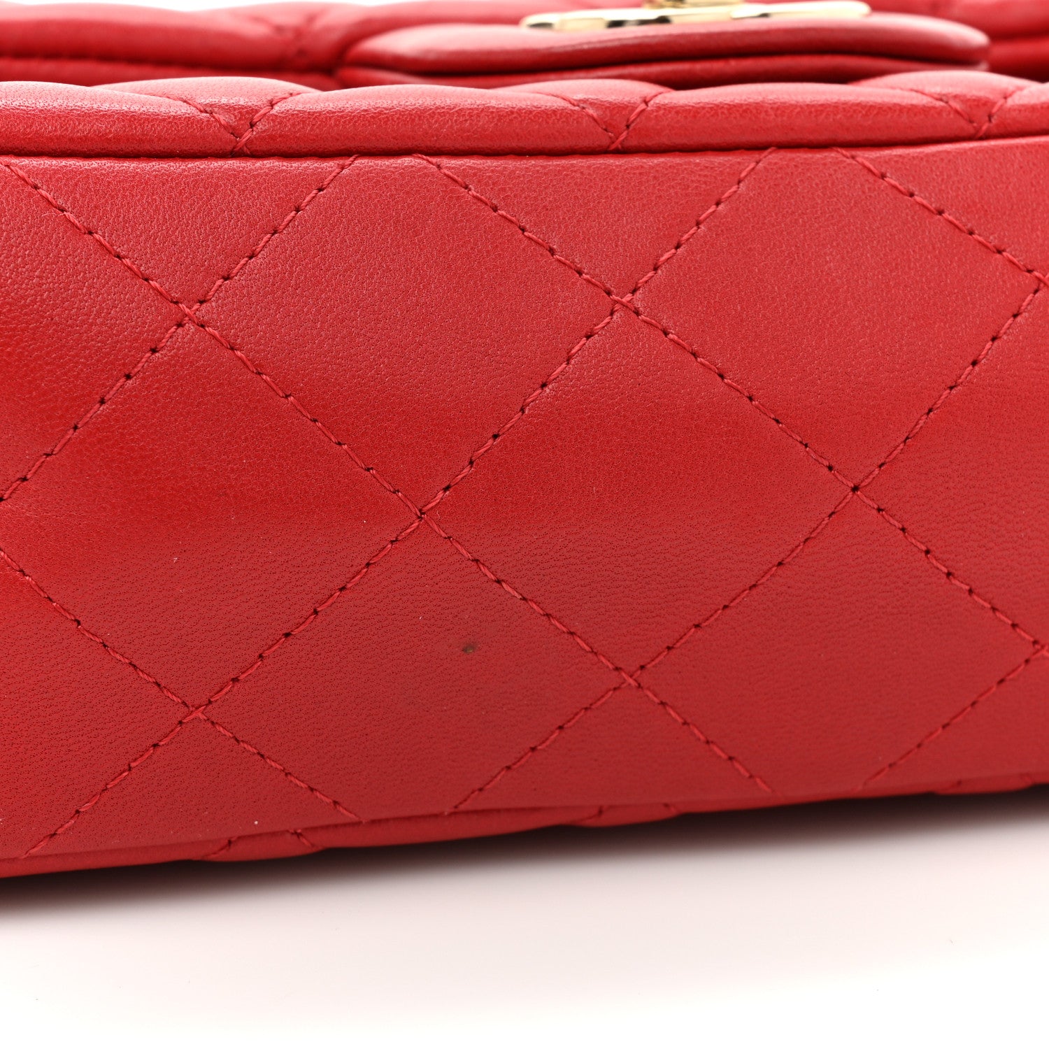 Chanel Lambskin Quilted Mini Rectangular Flap Red 15 of 16
