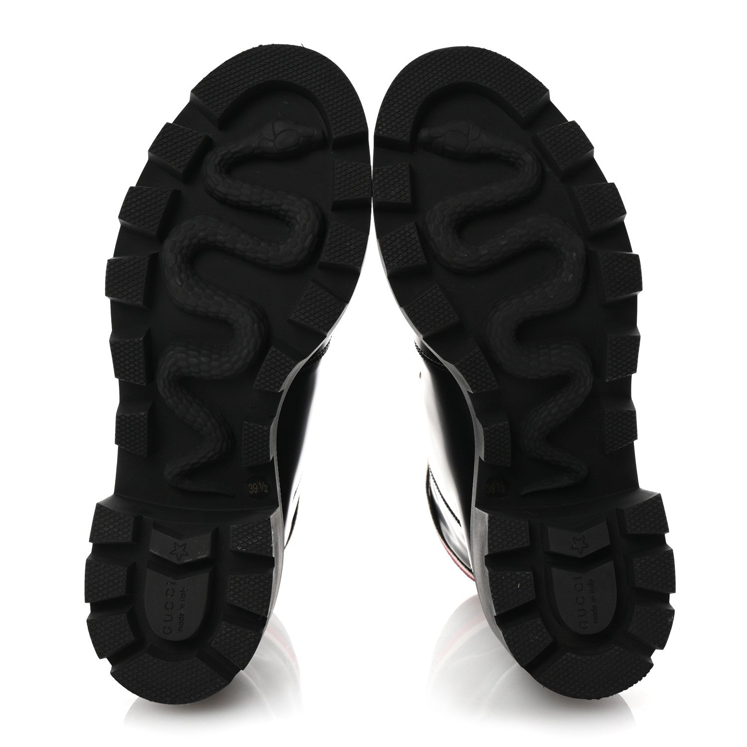 Gucci Calfskin Sylvie Web Womens Lace Up Combat Boots 39.5 Black 6 of 10