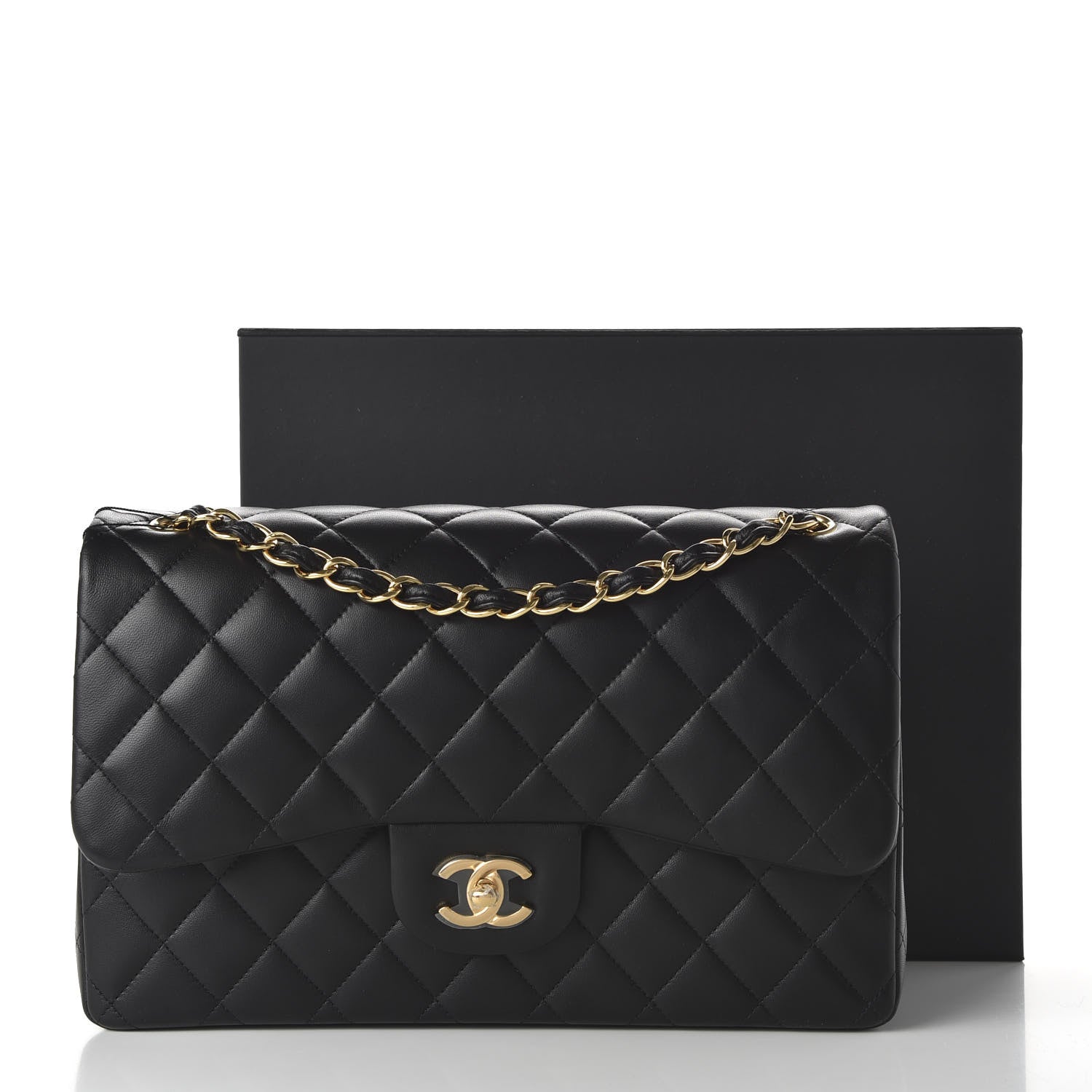 Chanel Lambskin Quilted Jumbo Double Flap Black 12 of 12