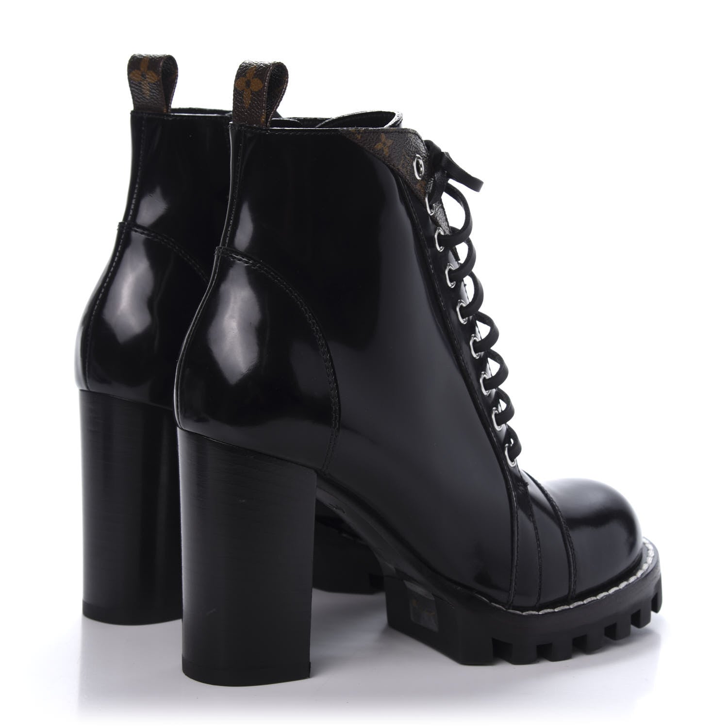 Louis Vuitton Patent Calfskin Monogram Star Trail Ankle Boots 37 Black 4 of 8