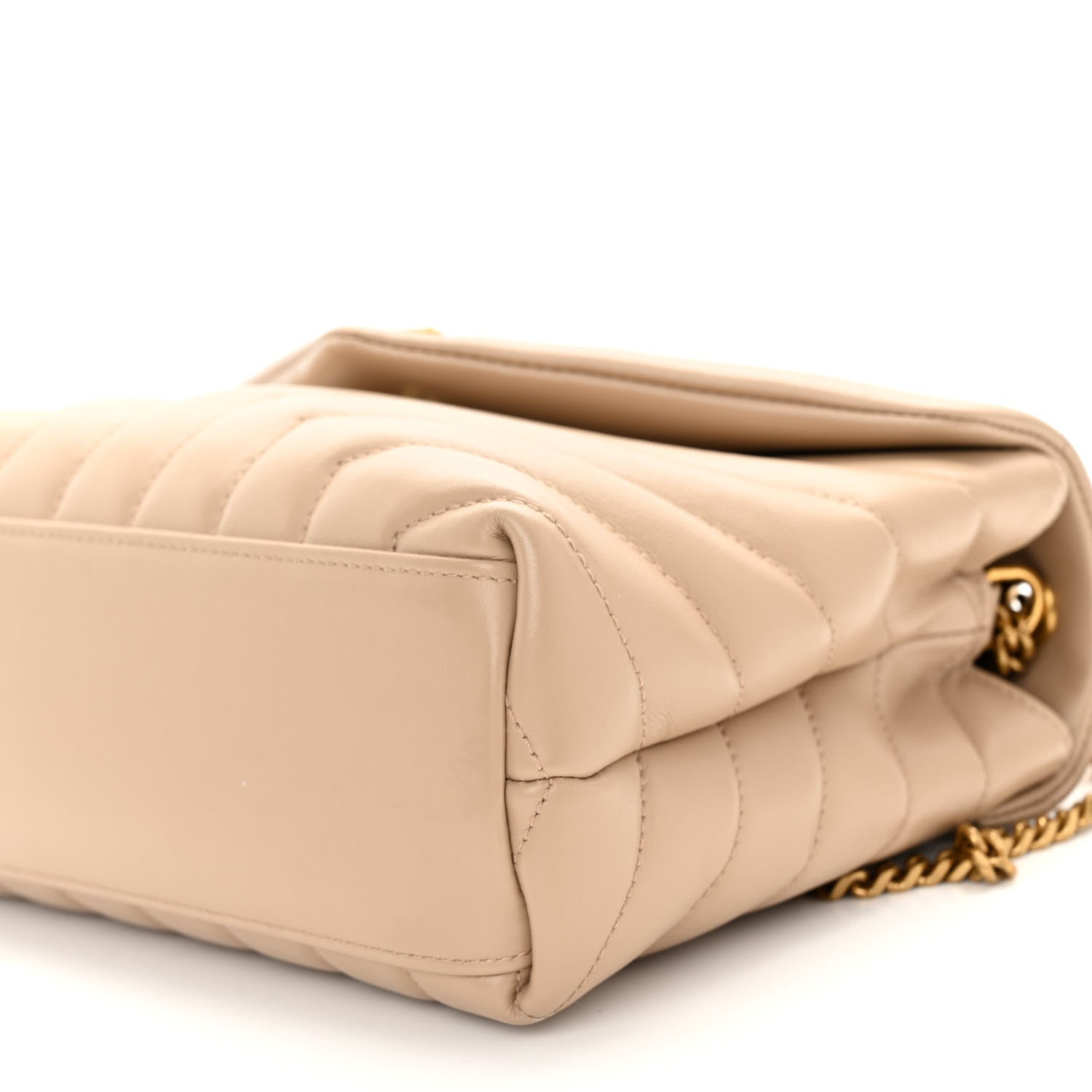 Saint Laurent Calfskin Y Quilted Monogram Small Loulou Chain Satchel Dark Beige 9 of 9