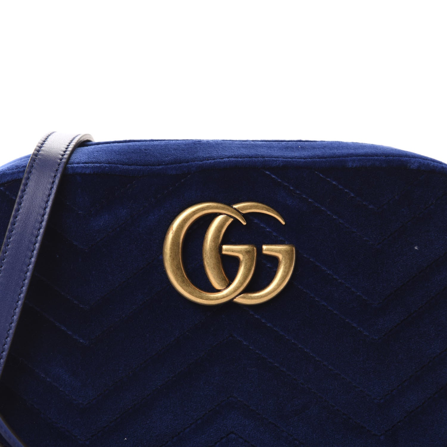 Gucci Velvet Matelasse Small GG Marmont Chain Shoulder Bag Cobalt 10 of 10