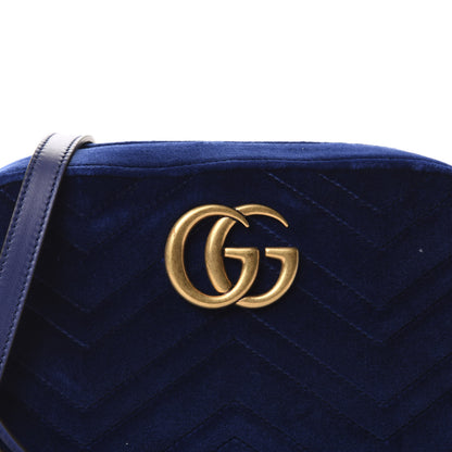Gucci Velvet Matelasse Small GG Marmont Chain Shoulder Bag Cobalt 10 of 10