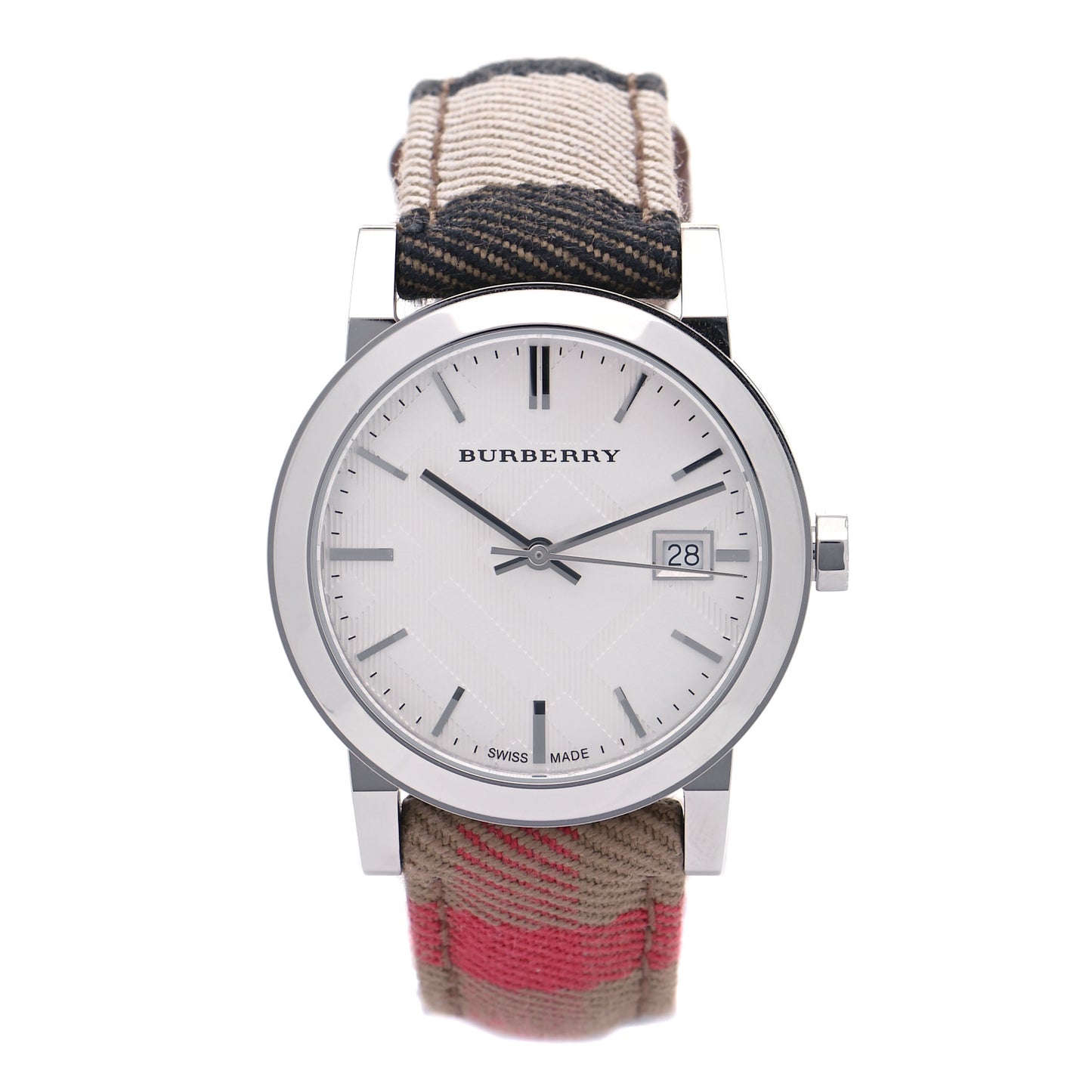Stainless Steel Calfskin 34mm Heritage Nova Check Quartz Watch BU9151