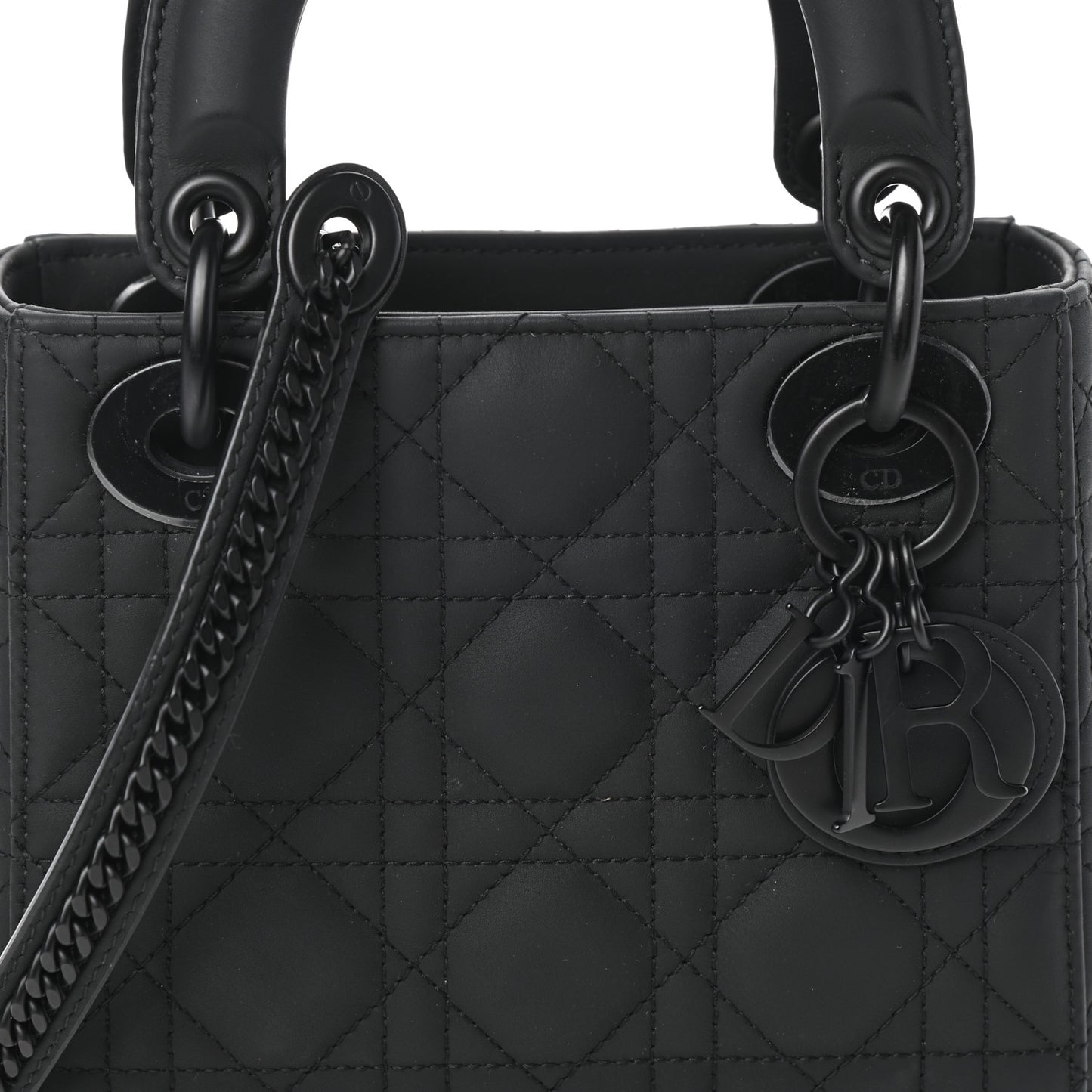 Ultra Matte Calfskin Cannage Mini Lady Dior Black