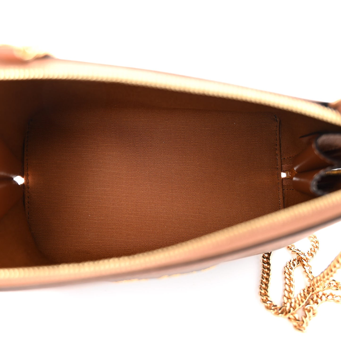 Lambskin Triomphe Canvas Embroidered Logo Clutch With Chain Tan