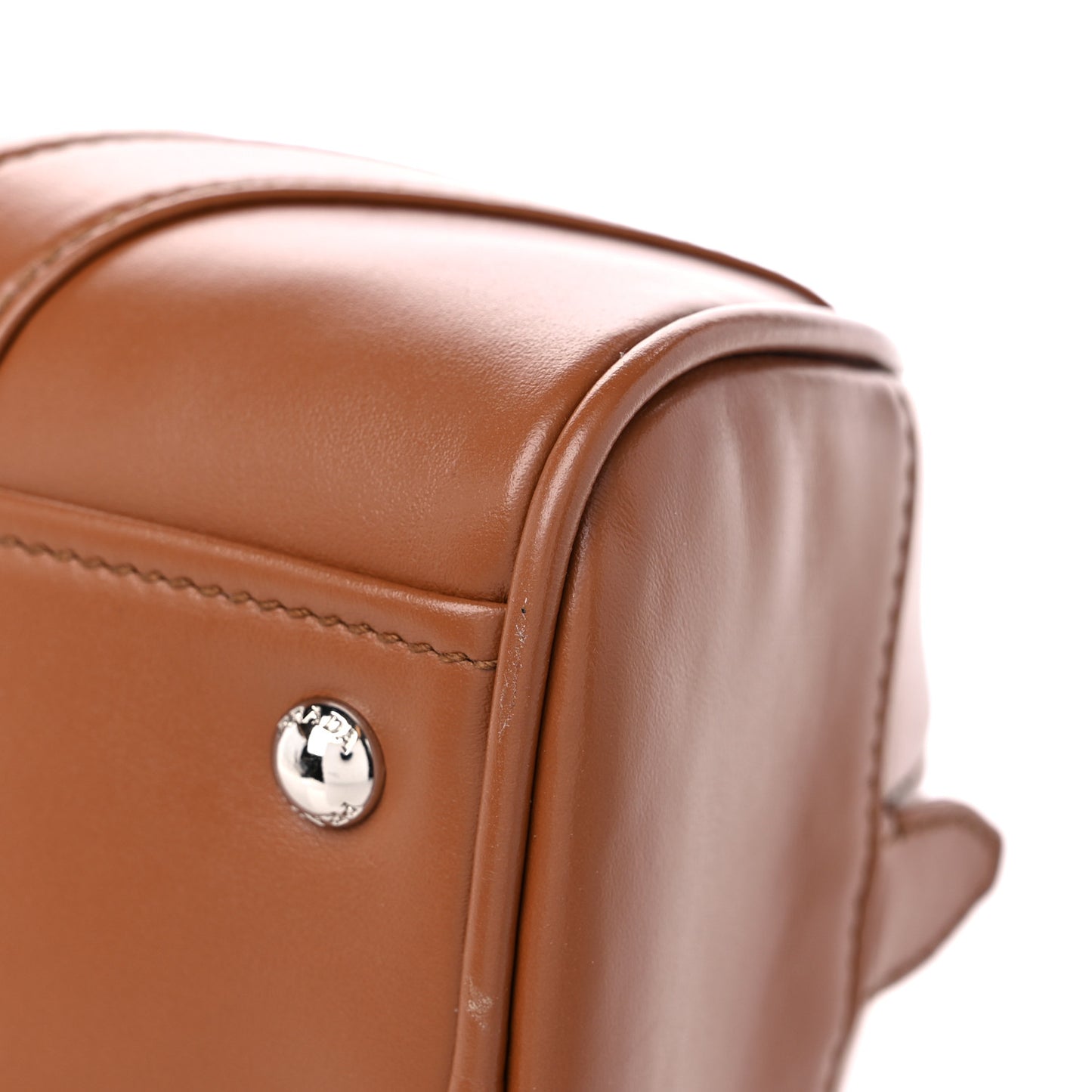 Soft Calfskin Monochrome Bowling Bag Cognac