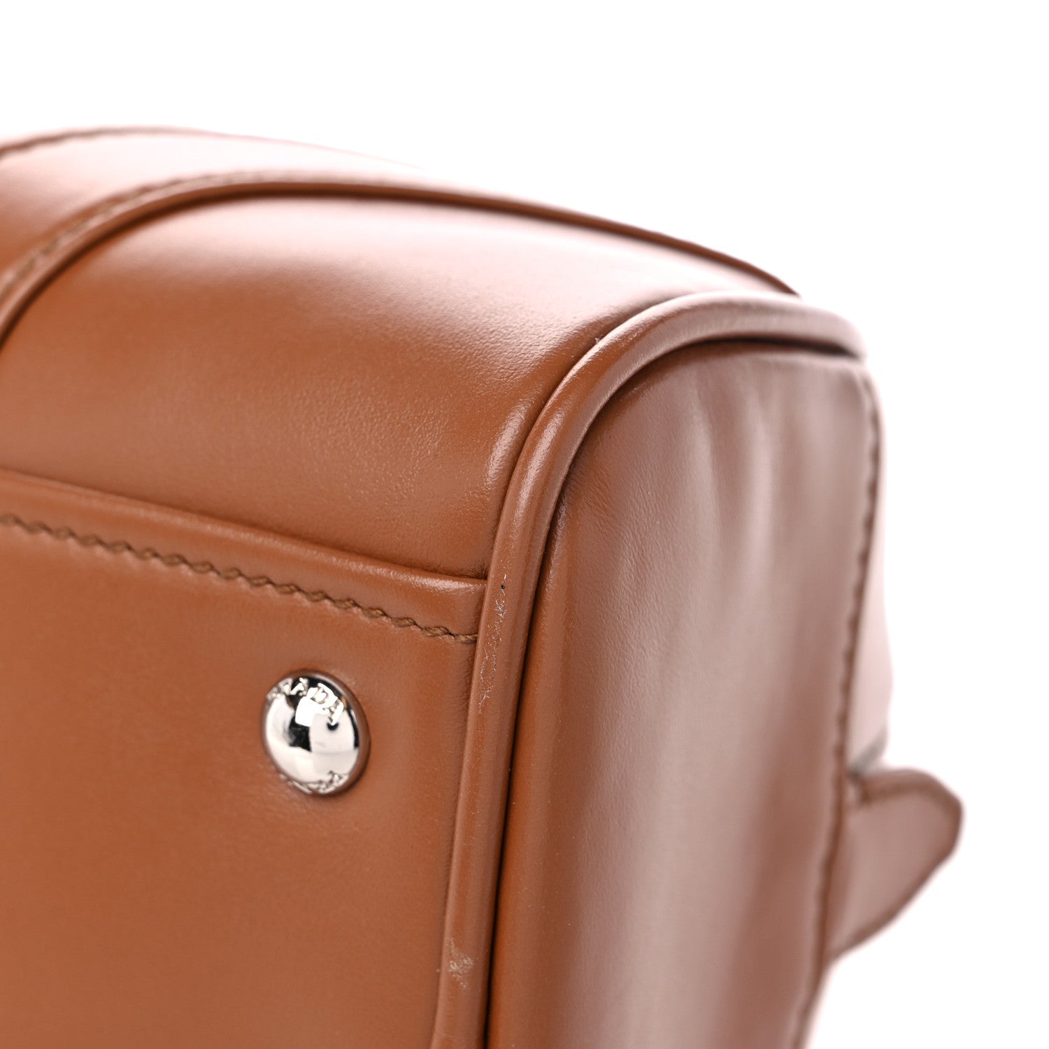 Prada Soft Calfskin Monochrome Bowling Bag Cognac 8 of 11