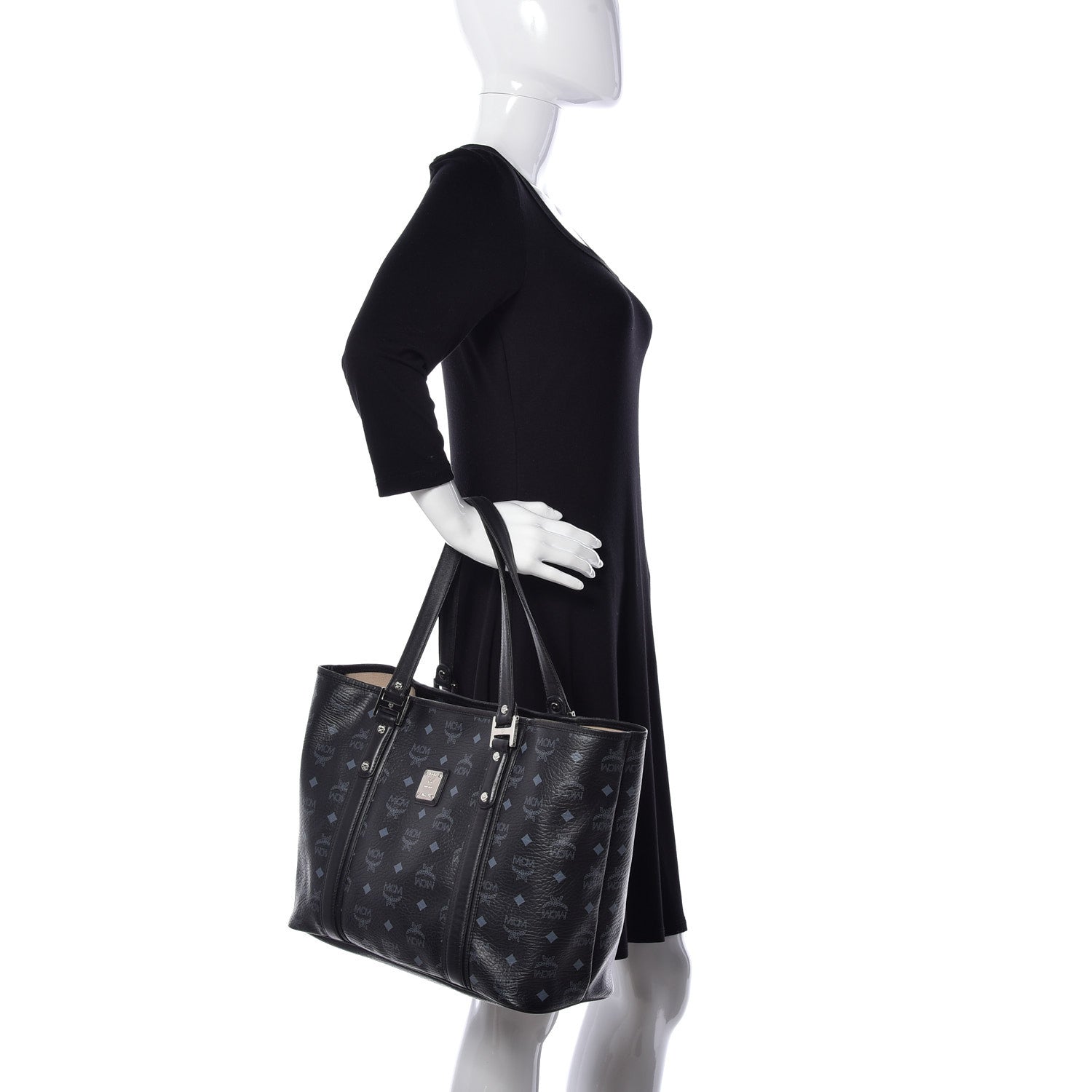 MCM Visetos Shopping Tote Black 2 of 9