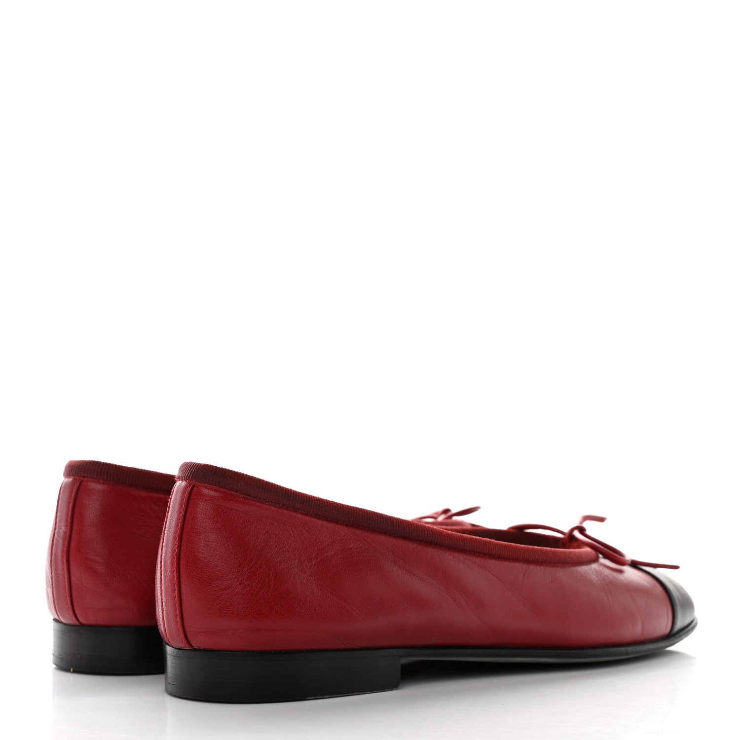 Chanel Lambskin CC Cap Toe Ballerina Flats 36 Red Black 4 of 12