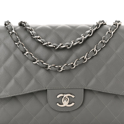 Chanel Caviar Quilted Jumbo Single Flap Grey 8 of 10