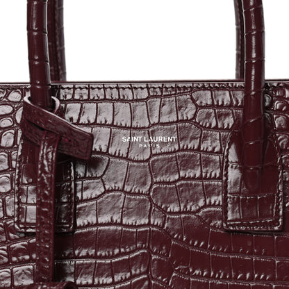 Saint Laurent Calfskin Crocodile Embossed Baby Sac De Jour Bordeaux 7 of 8