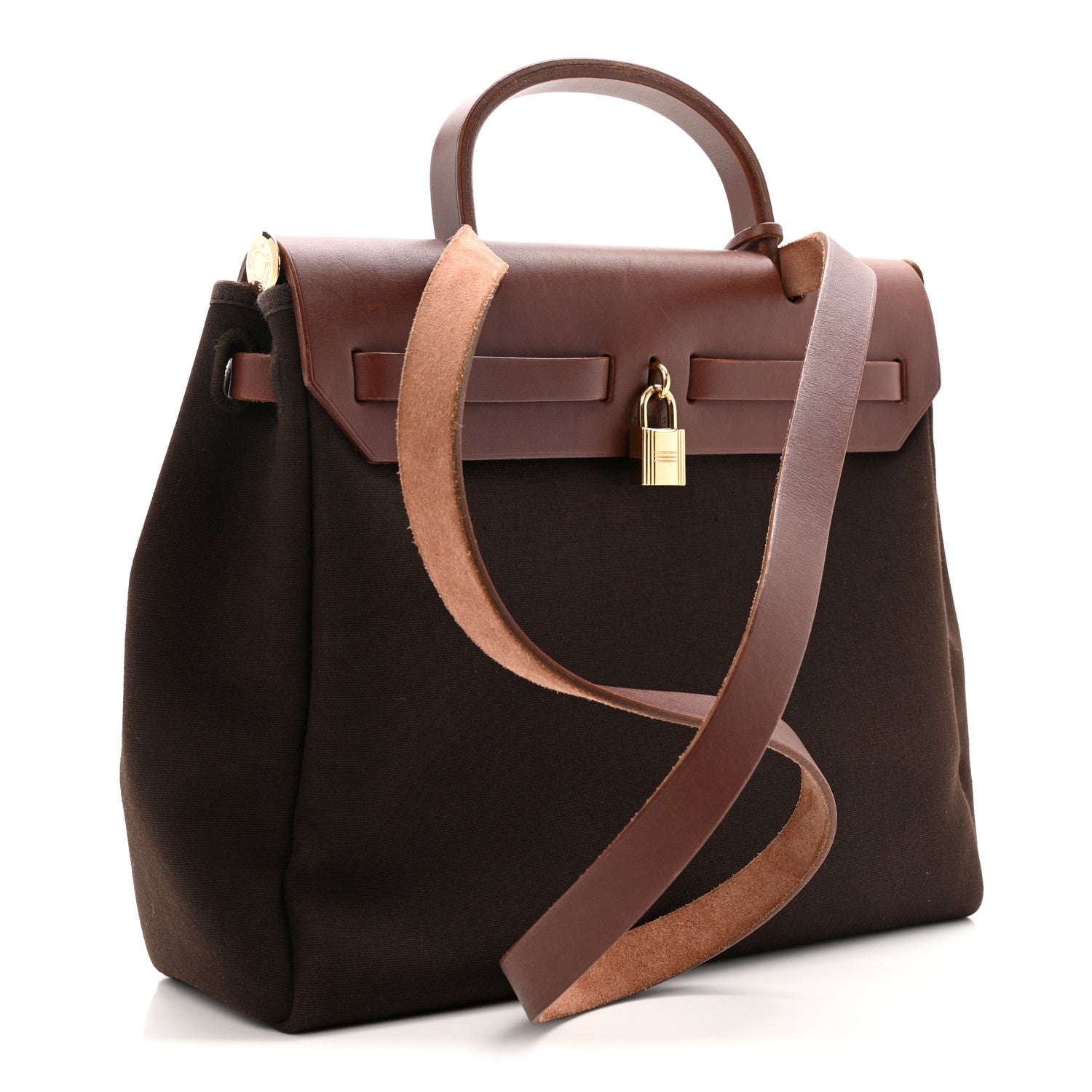 Hermes Toile Vache Calfskin Herbag 30 PM Havane 3 of 14