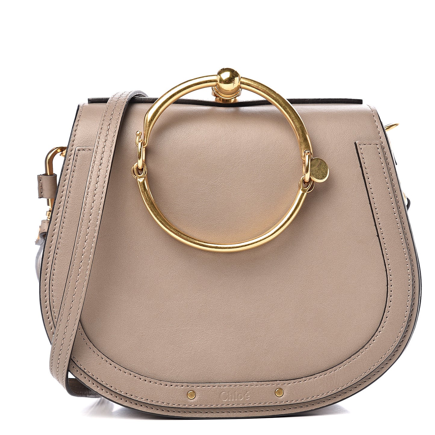 Calfskin Suede Medium Nile Bracelet Bag Motty Grey