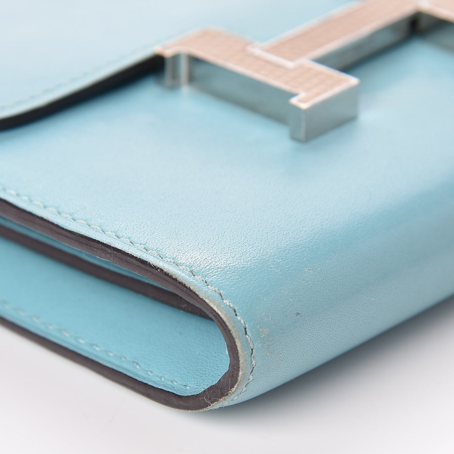 Tadelakt Lizard Constance Short Wallet Bleu Atoll Ficelle