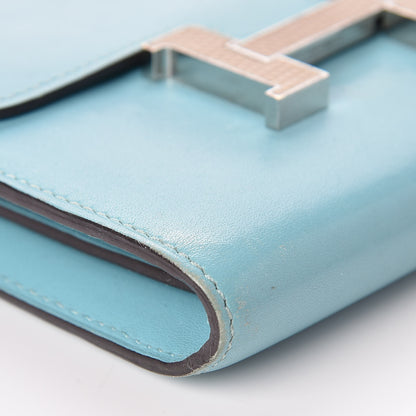 Hermes Tadelakt Lizard Constance Short Wallet Bleu Atoll Ficelle 8 of 11