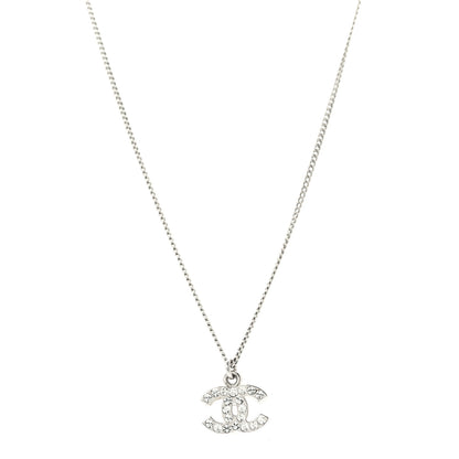 Chanel Crystal Timeless CC Necklace Silver 1 of 7