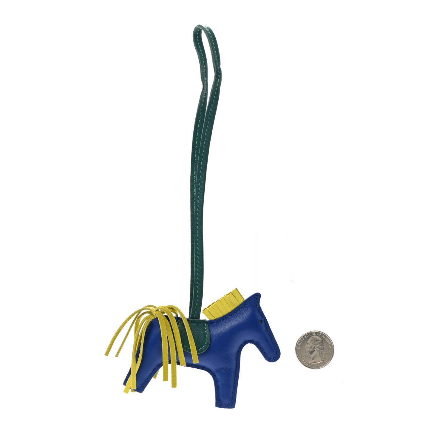 Milo Lambskin Grigri Rodeo Horse Bag Charm PM Bleu Electrique Lime Malachite