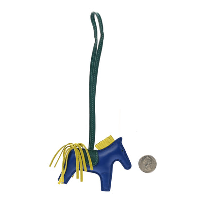Hermes Milo Lambskin Grigri Rodeo Horse Bag Charm PM Bleu Electrique Lime Malachite 2 of 3