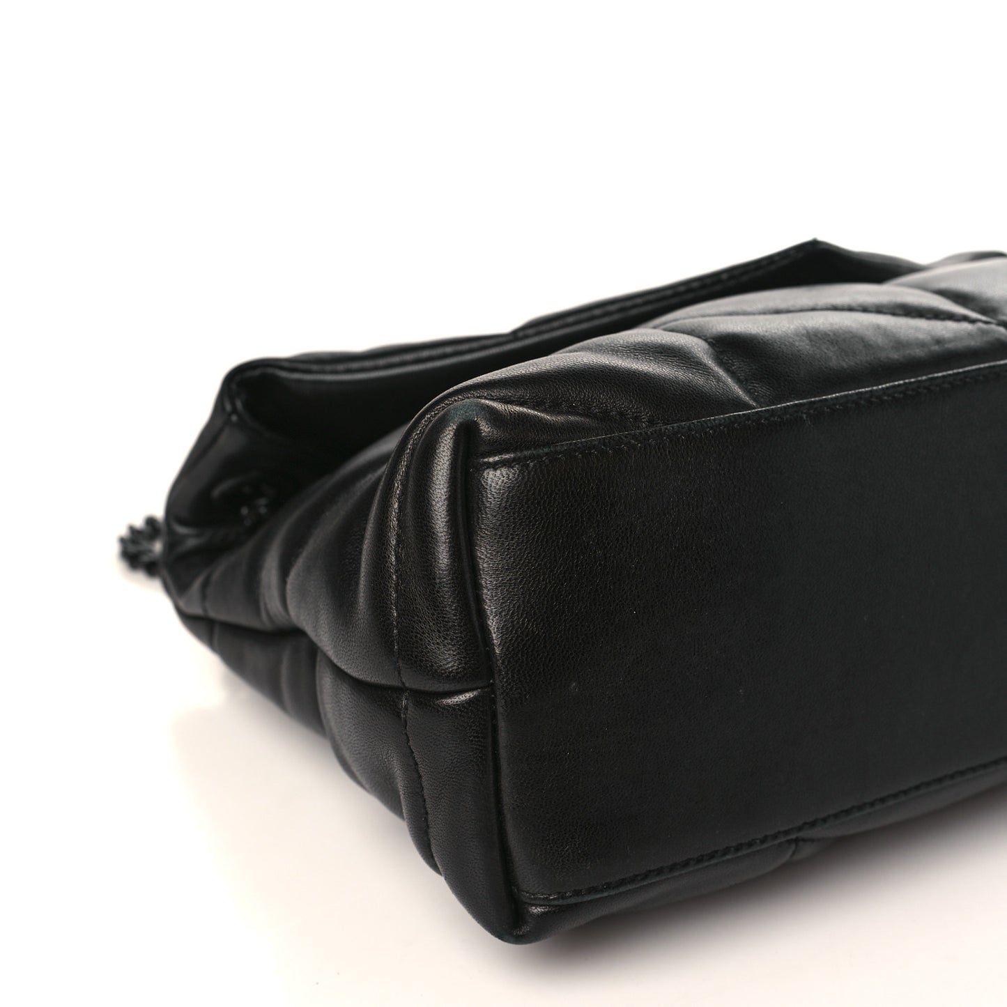 Lambskin Quilted Small Loulou Puffer Monogram Chain Satchel Black