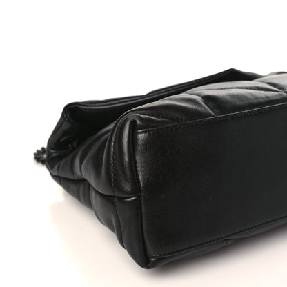 Saint Laurent Lambskin Quilted Small Loulou Puffer Monogram Chain Satchel Black 8 of 9